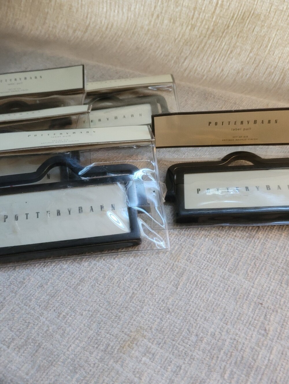 Pottery Barn Antique Bronze Label Pulls - Bronze/Black Finish (Set of 5) - Picture 2 of 12